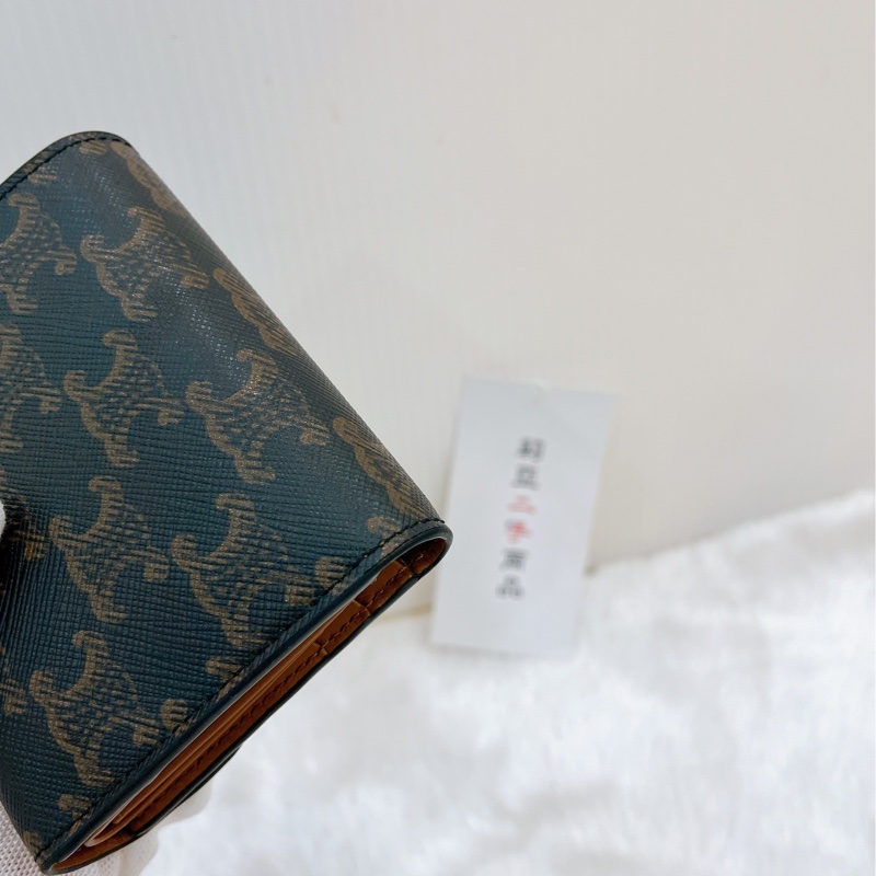 莉亞精品♡Celine 三折短夾 老花 二手-8