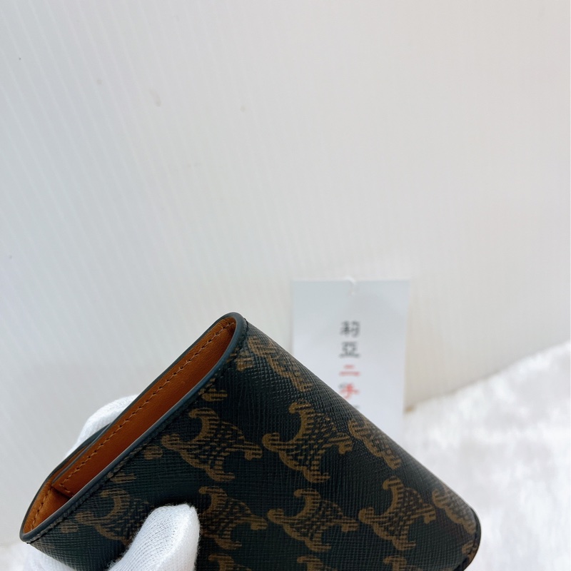 莉亞精品♡Celine 三折短夾 老花 二手-9