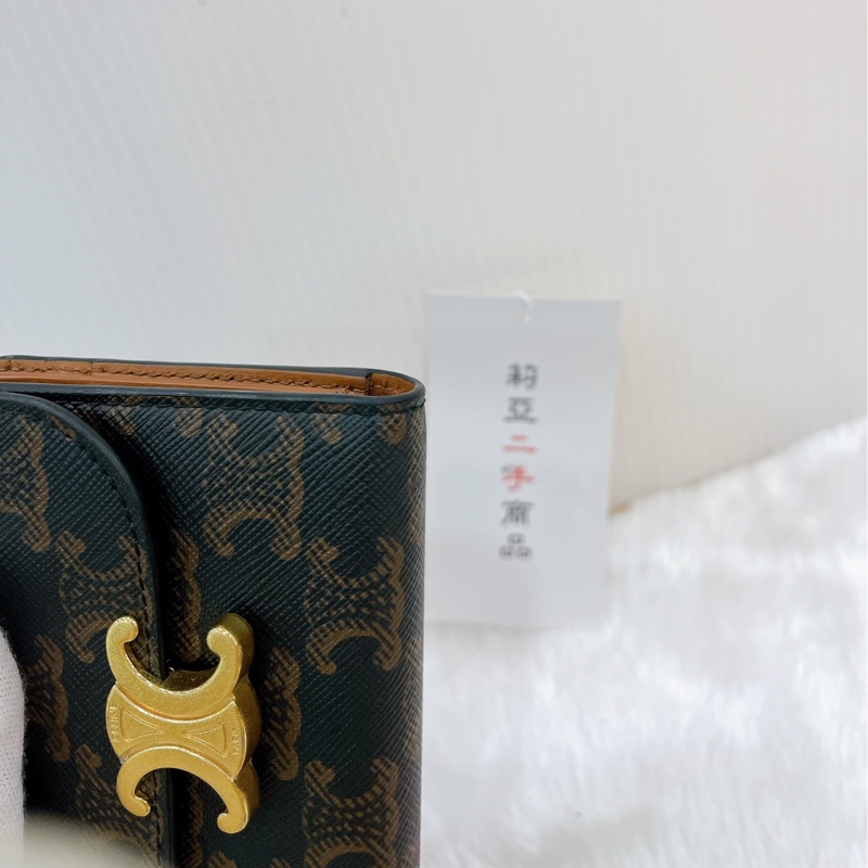 莉亞精品♡Celine 三折短夾 老花 二手-11