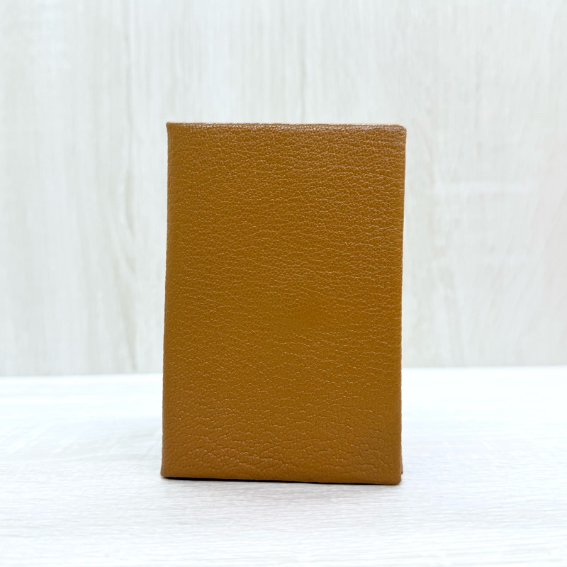 HERMES太妃糖色x桃紅色內裡山羊皮CALVI拚色卡包-4