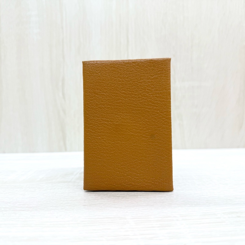 HERMES太妃糖色x桃紅色內裡山羊皮CALVI拚色卡包-5