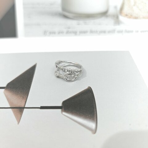 Hermès chaine d‘Ancre chaos 帶鑽戒指 50號