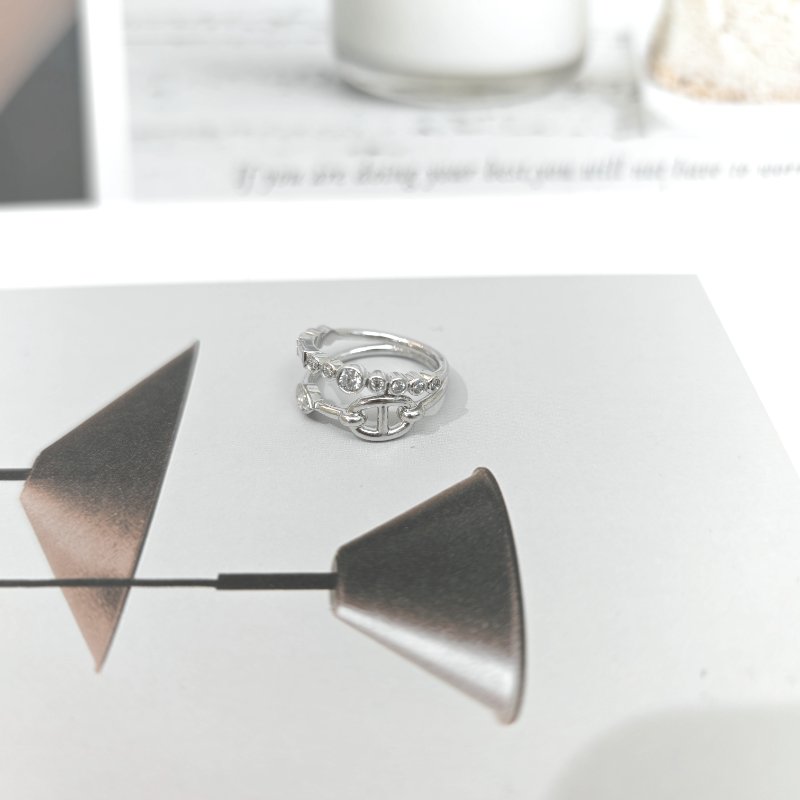 Hermès chaine d‘Ancre chaos 帶鑽戒指 50號-0