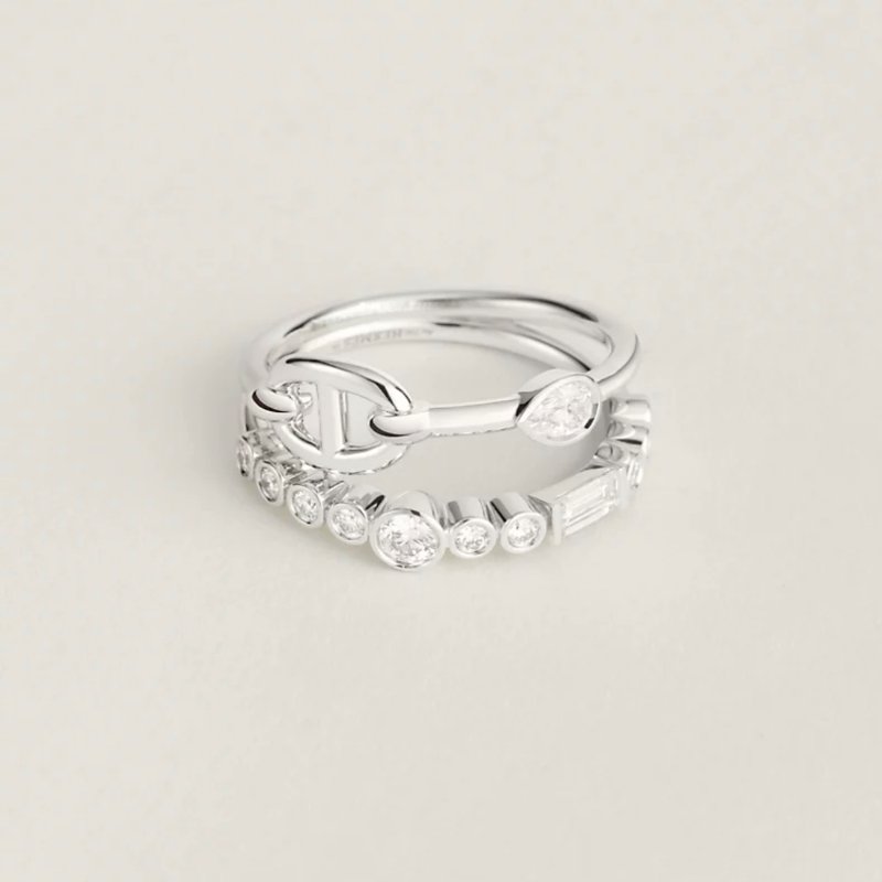 Hermès chaine d‘Ancre chaos 帶鑽戒指 50號-3