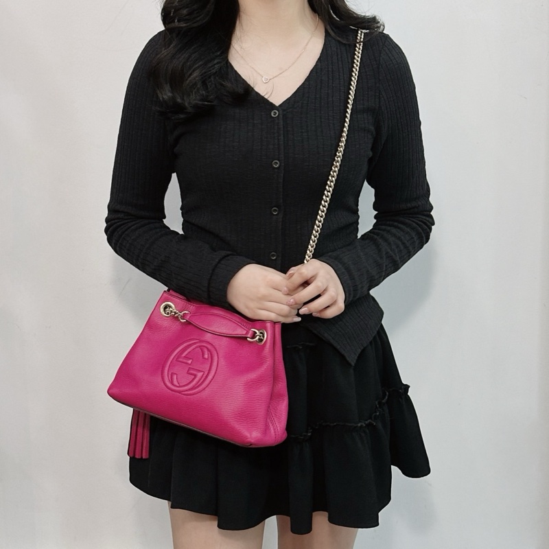 莉亞精品♡Gucci 387043 SoHo流蘇鏈條包 二手-3