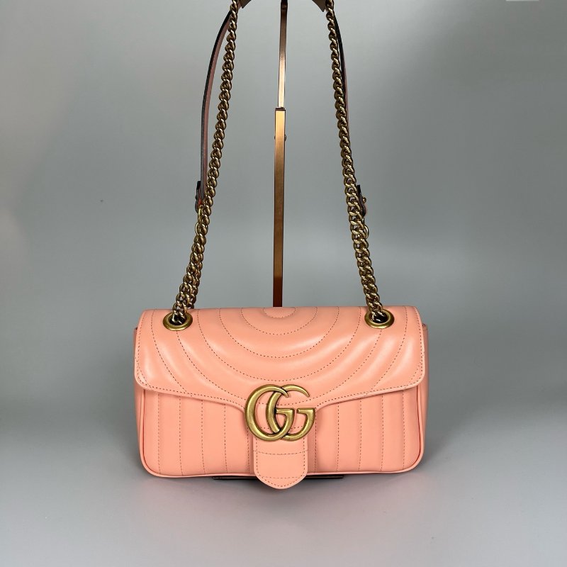 GUCCI 粉直紋Marmont掀蓋包-0