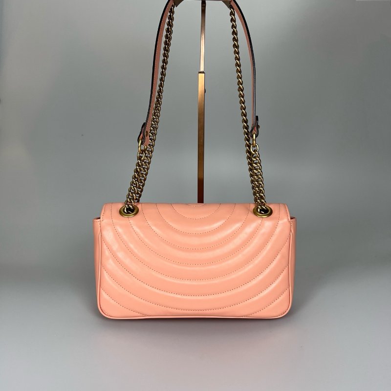 GUCCI 粉直紋Marmont掀蓋包-1