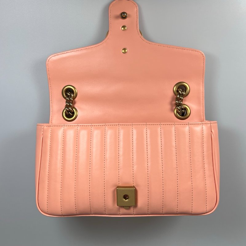 GUCCI 粉直紋Marmont掀蓋包-4