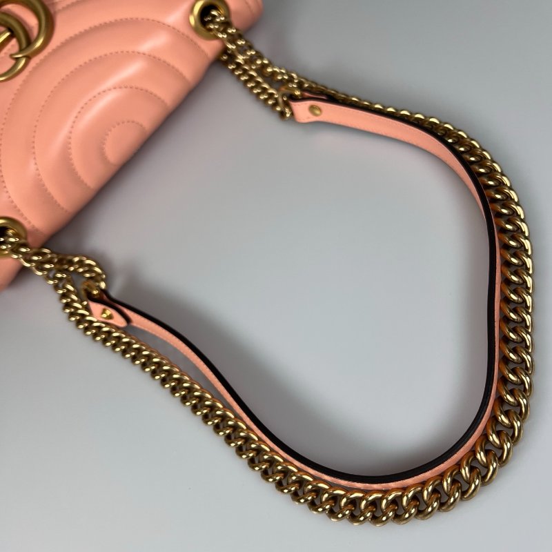 GUCCI 粉直紋Marmont掀蓋包-10