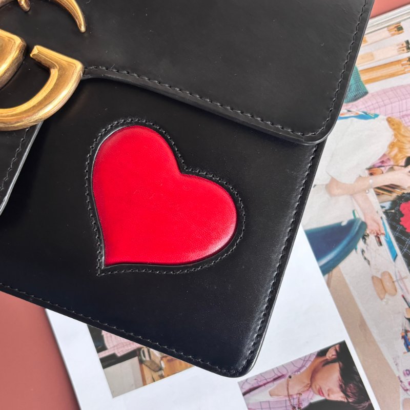 特殊限定款 ::GUCCI:: Marmont 愛心裝飾鏈袋包 斜背包 鏈包-3