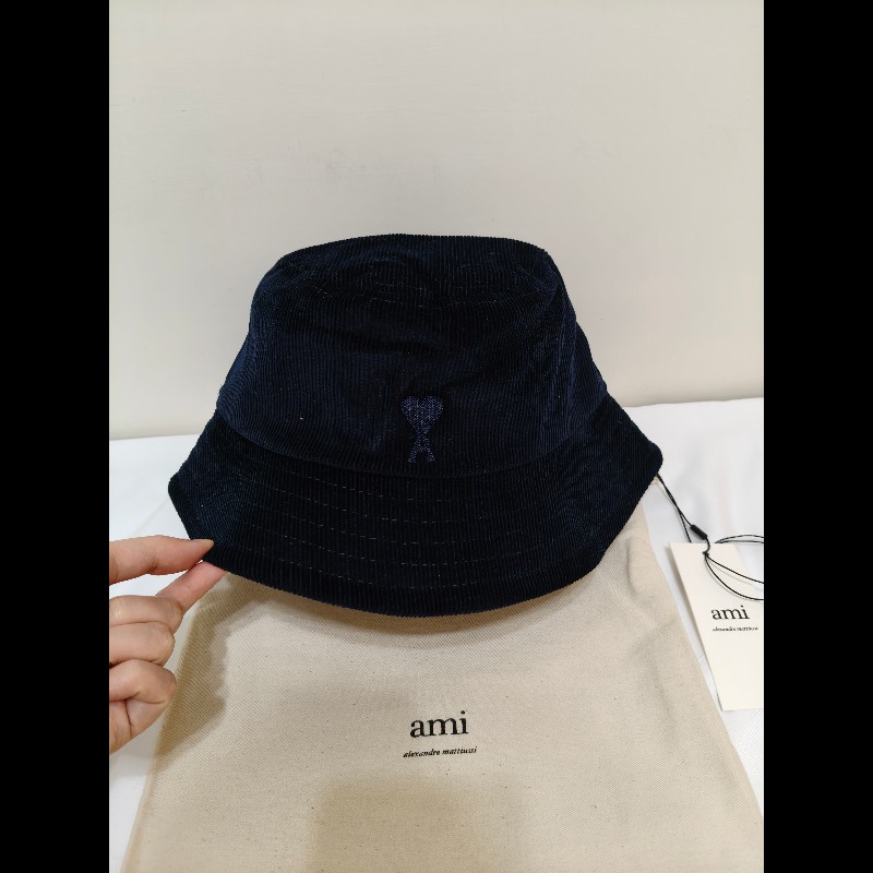 全新 Ami paris 藍色燈芯絨漁夫帽-0