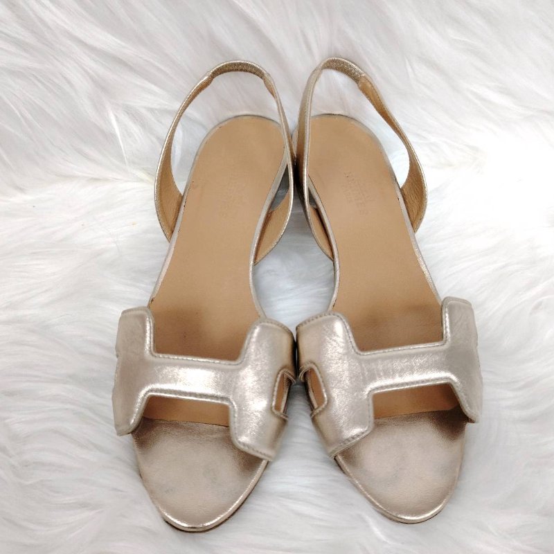 Hermès 愛馬仕 金色羊皮涼鞋 35碼-1