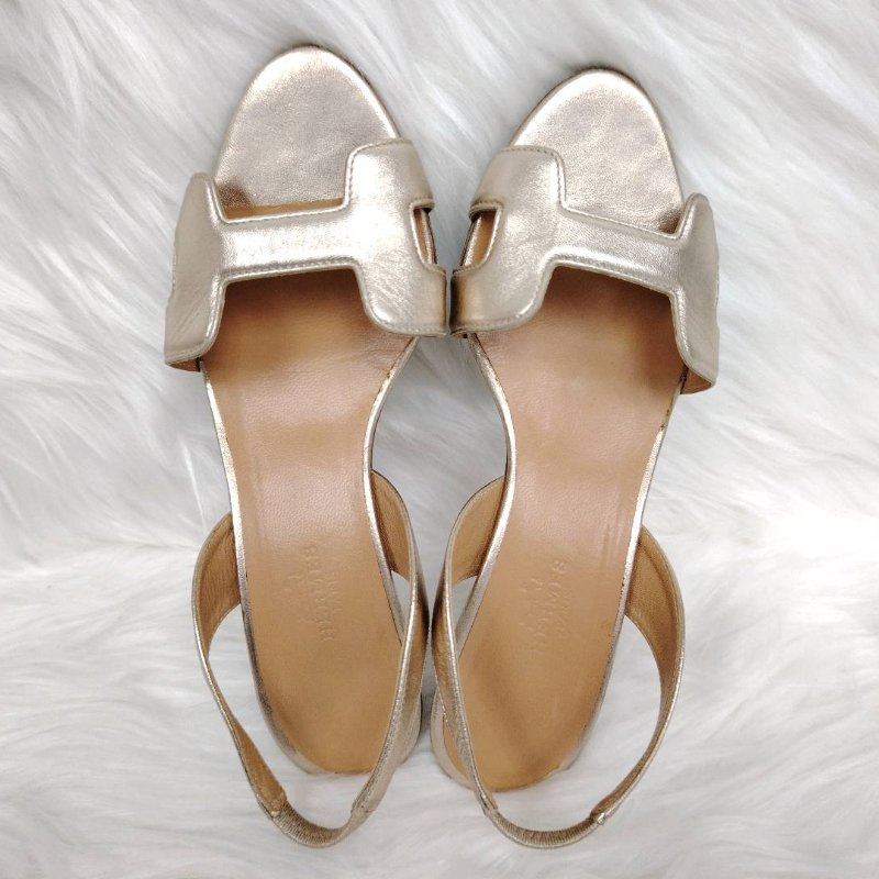 Hermès 愛馬仕 金色羊皮涼鞋 35碼-4