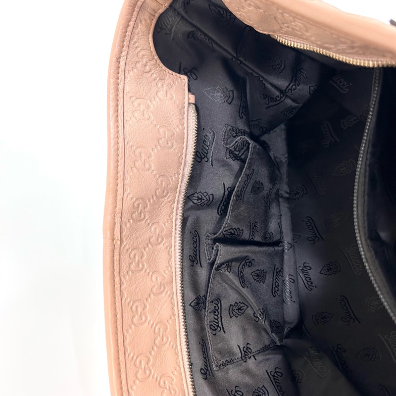 🥨超優惠Gucci藕粉色牛皮壓紋拉鍊肩背托特包211137-10
