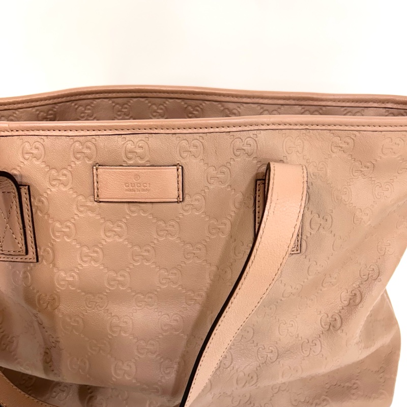 🥨超優惠Gucci藕粉色牛皮壓紋拉鍊肩背托特包211137-11