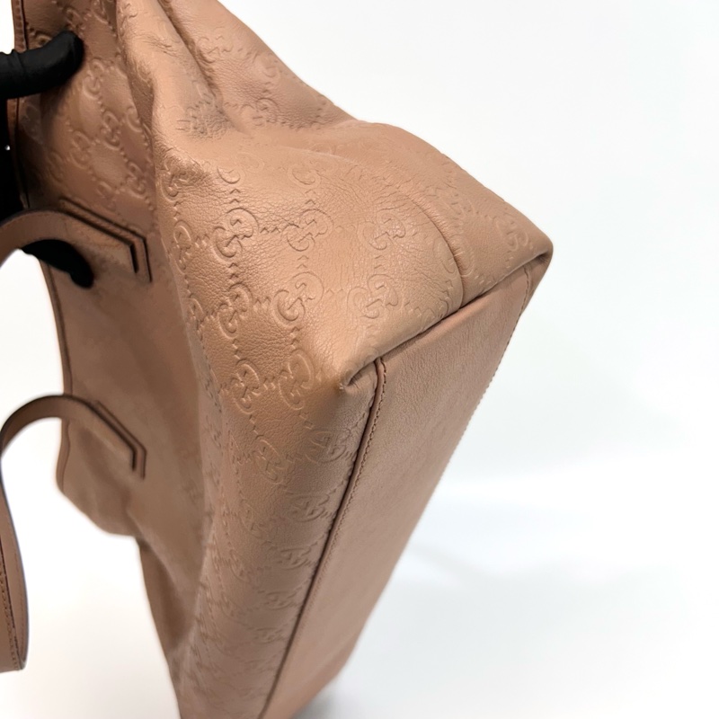 🥨超優惠Gucci藕粉色牛皮壓紋拉鍊肩背托特包211137-15