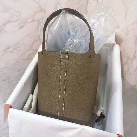 💖Hermes 菜籃 Picotin 18 大象灰銀釦💖 K刻 全新全配