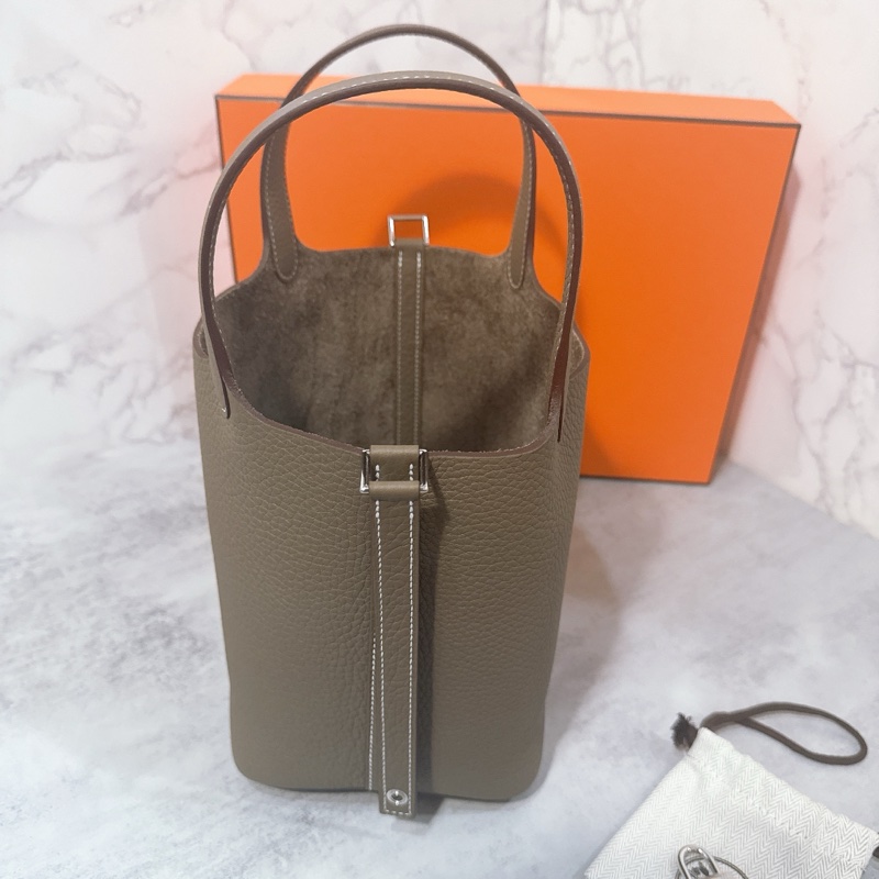 💖Hermes 菜籃 Picotin 18 大象灰銀釦💖 K刻 全新全配-9