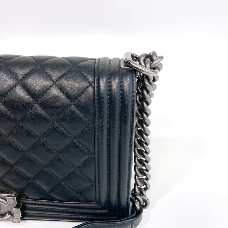 🕯️極優惠低於專櫃15萬 CHANEL LEBOY黑銀羊皮BOY25 A67086-9