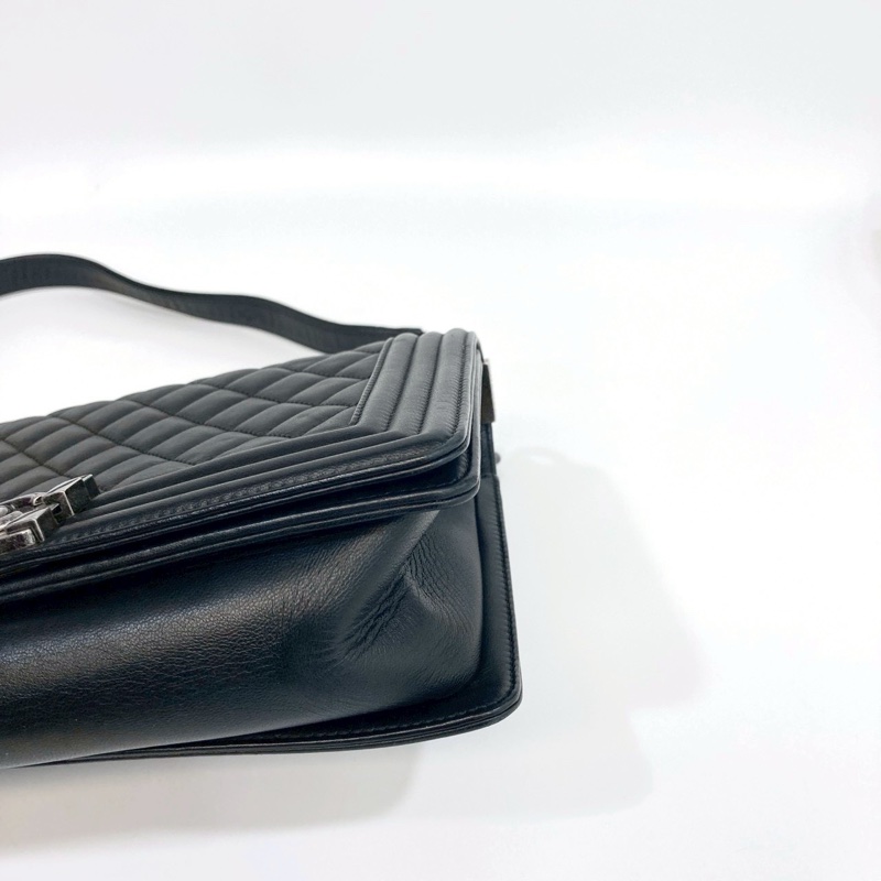 🕯️極優惠低於專櫃15萬 CHANEL LEBOY黑銀羊皮BOY25 A67086-11