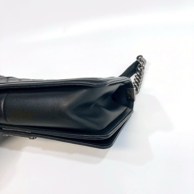 🕯️極優惠低於專櫃15萬 CHANEL LEBOY黑銀羊皮BOY25 A67086-13