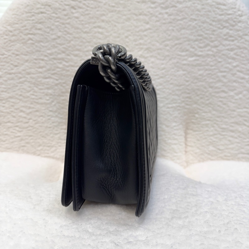 🕯️極優惠香奈兒低於專櫃15萬 CHANEL LEBOY黑銀羊皮BOY25 A67086-11