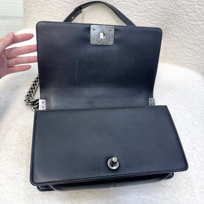 🕯️極優惠香奈兒低於專櫃15萬 CHANEL LEBOY黑銀羊皮BOY25 A67086-13