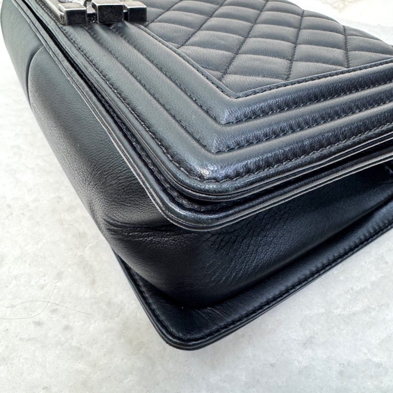 🕯️極優惠香奈兒低於專櫃15萬 CHANEL LEBOY黑銀羊皮BOY25 A67086-16