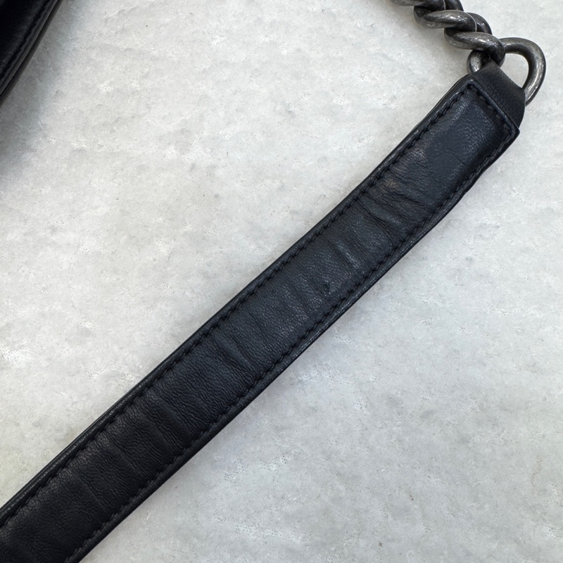 🕯️極優惠香奈兒低於專櫃15萬 CHANEL LEBOY黑銀羊皮BOY25 A67086-23