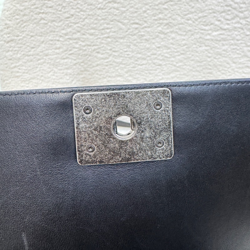 🕯️極優惠香奈兒低於專櫃15萬 CHANEL LEBOY黑銀羊皮BOY25 A67086-26