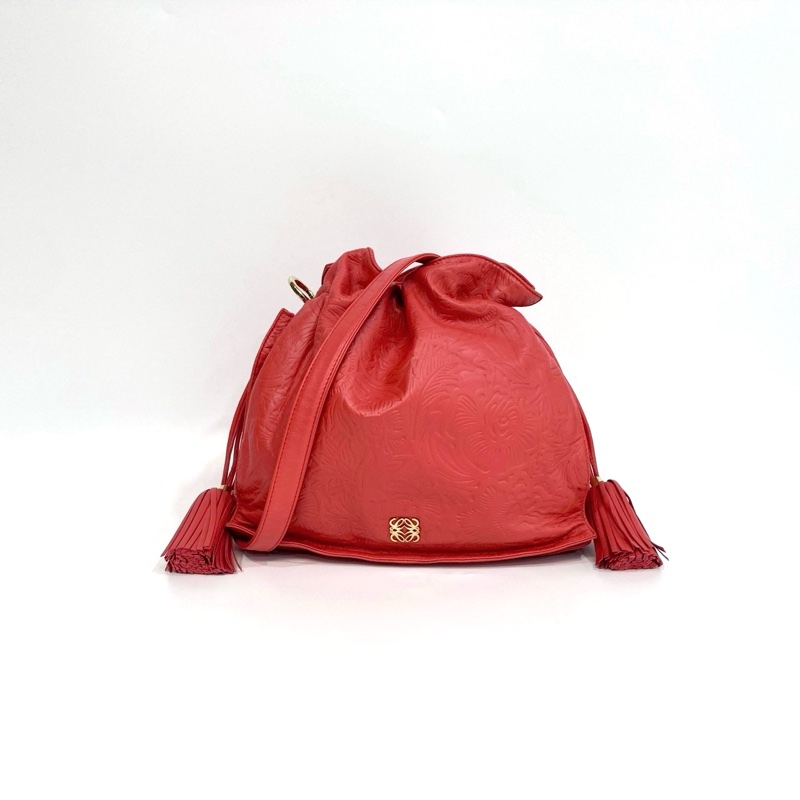 🥨超優惠福袋包 LOEWE橘紅牛皮Flamenco肩側背包-2