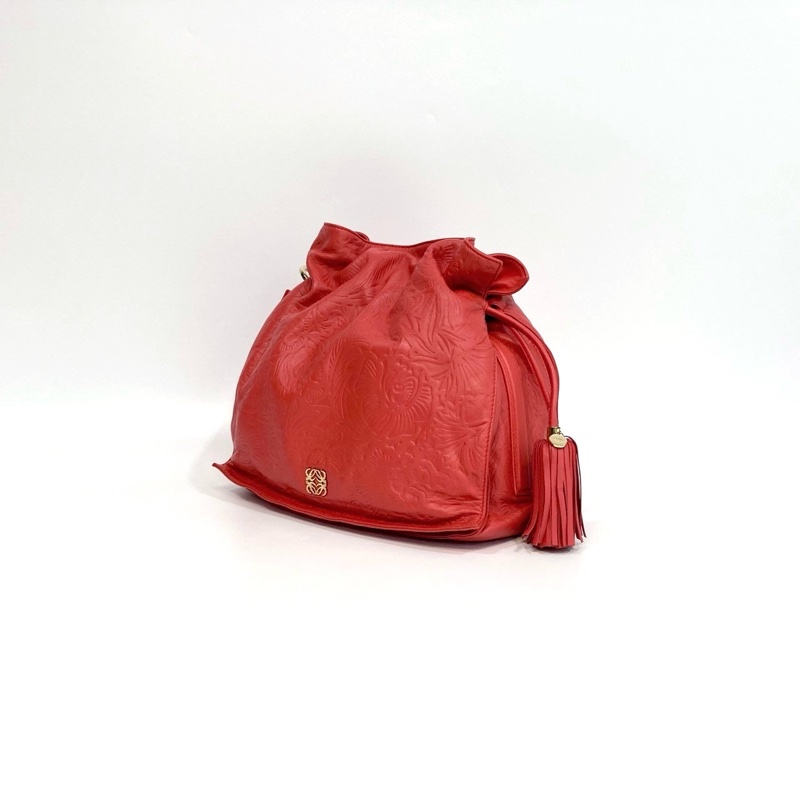 🥨超優惠福袋包 LOEWE橘紅牛皮Flamenco肩側背包-3