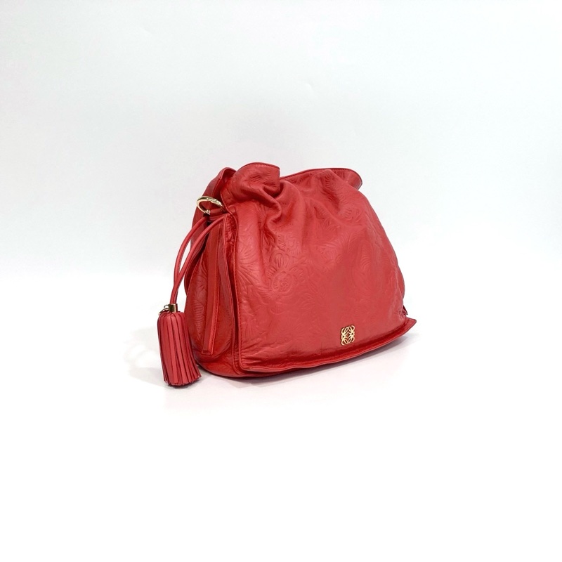 🥨超優惠福袋包 LOEWE橘紅牛皮Flamenco肩側背包-4