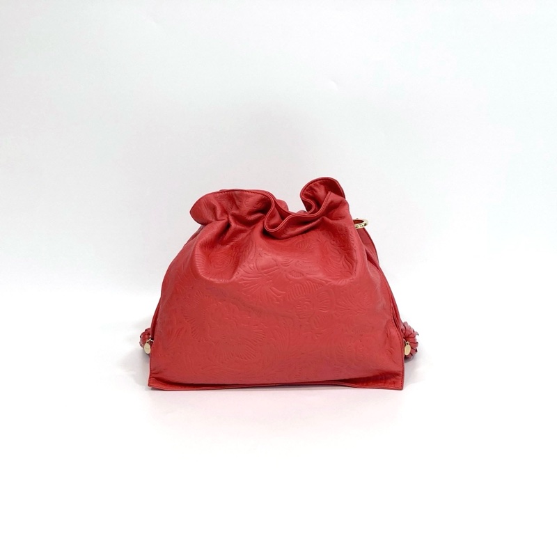 🥨超優惠福袋包 LOEWE橘紅牛皮Flamenco肩側背包-5