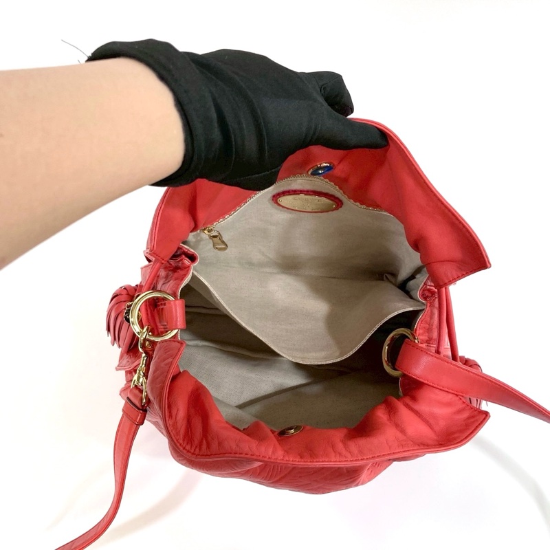 🥨超優惠福袋包 LOEWE橘紅牛皮Flamenco肩側背包-7