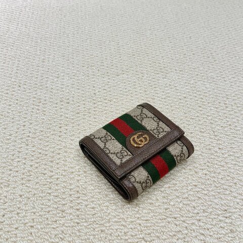 GUCCI - 老花綠紅綠OPHIDIA短夾