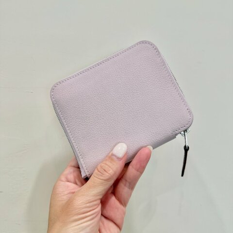 HERMES - 夢幻粉銀釦EPSOM Silk'in 短夾