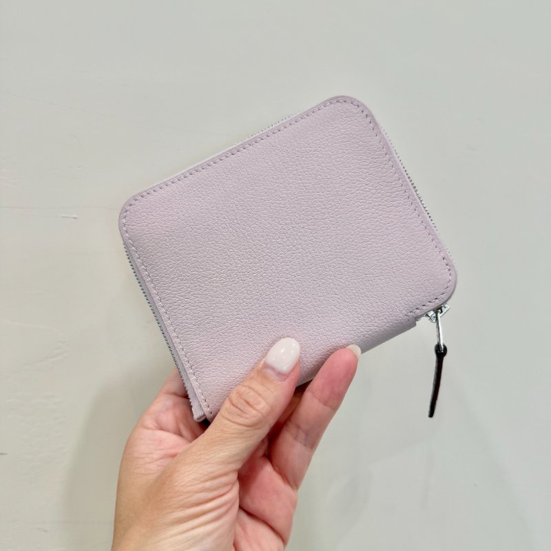 HERMES - 夢幻粉銀釦EPSOM Silk'in 短夾-2