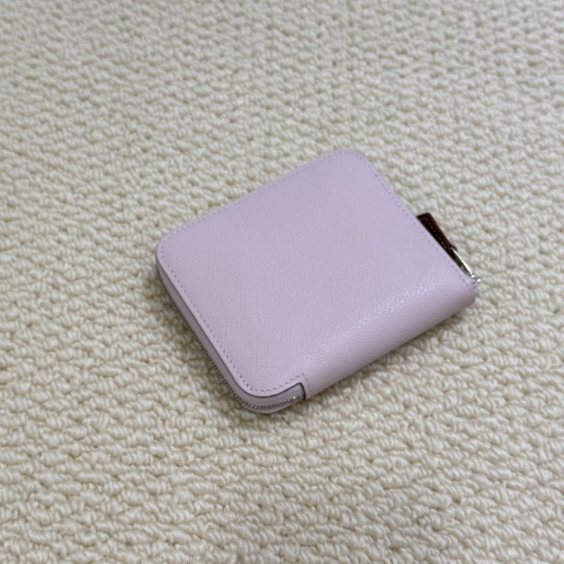 HERMES - 夢幻粉銀釦EPSOM Silk'in 短夾-1