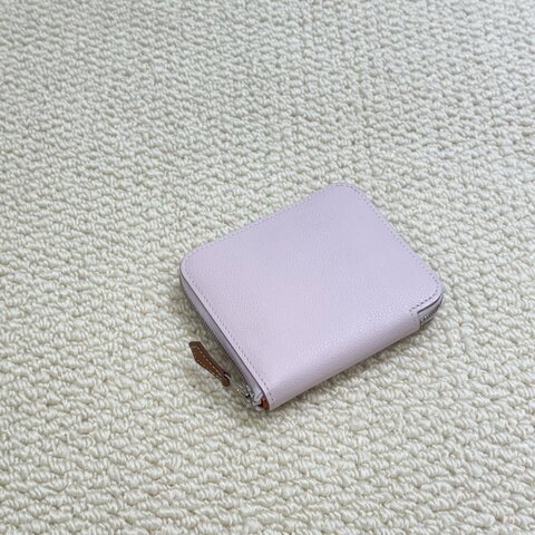HERMES - 夢幻粉銀釦EPSOM Silk'in 短夾