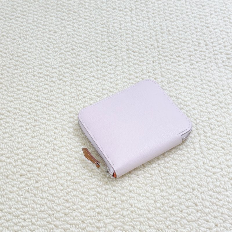 HERMES - 夢幻粉銀釦EPSOM Silk'in 短夾-3