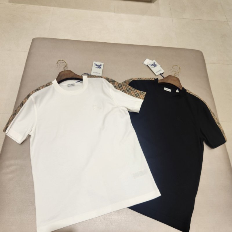 🎉2026新品好折扣✨Burberry 81062481 男款修身格紋裝飾棉質短袖 T-shirt 上衣 黑色 S/M/L/XL-8