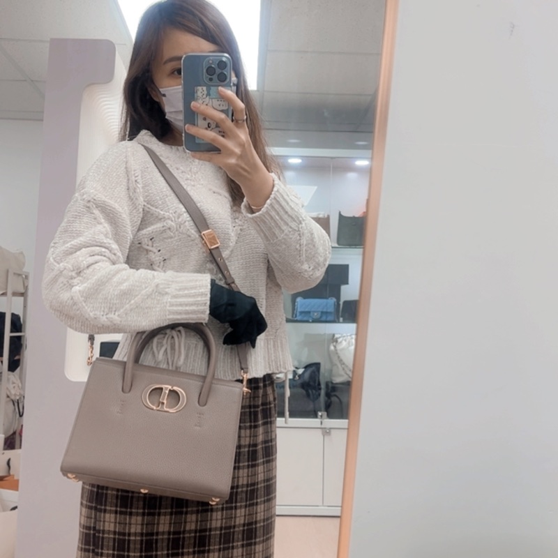 Dior St honore 灰粉色手柄托特包-16