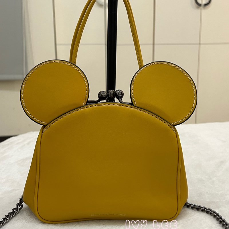 COACH Disney 聯名 黃色 皮革 米奇 米妮 手提包 斜背包 正品 二手精品-1