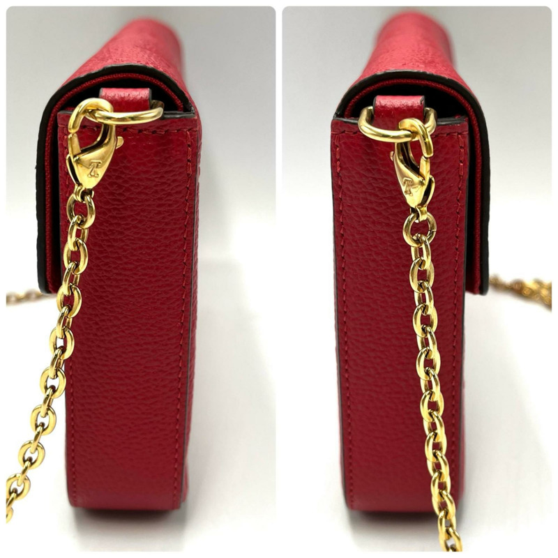 路易威登 Felicie Pochette 單肩包 M63700 Monogram Empreinte 紅色 女式-2