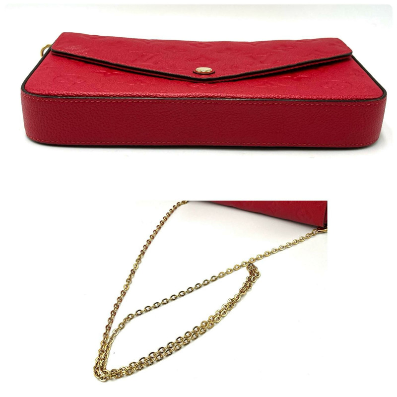 路易威登 Felicie Pochette 單肩包 M63700 Monogram Empreinte 紅色 女式-3