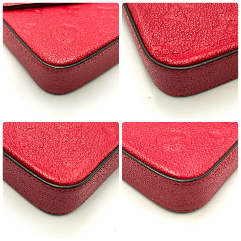 路易威登 Felicie Pochette 單肩包 M63700 Monogram Empreinte 紅色 女式-4