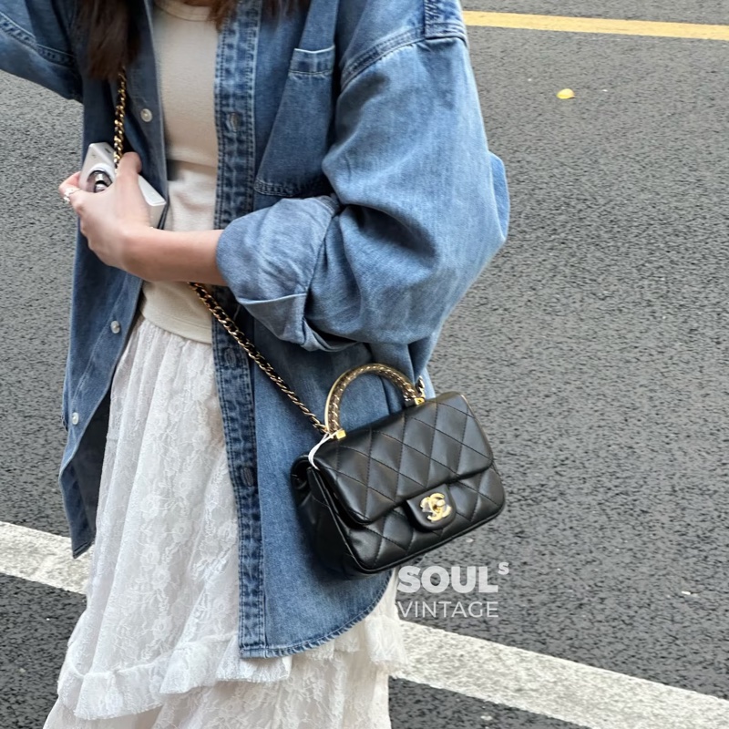 全新全配🈶24年購證❤️ 香奈兒 黑金 #cf #mini #24s #手柄款-2