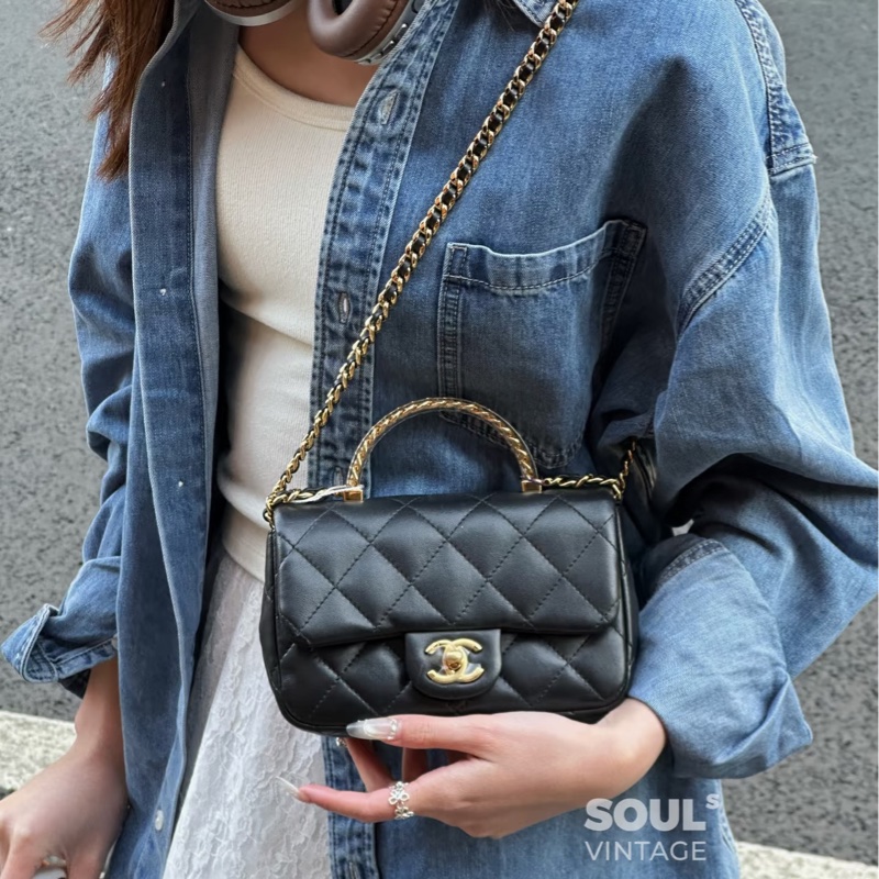 全新全配🈶24年購證❤️ 香奈兒 黑金 #cf #mini #24s #手柄款-4