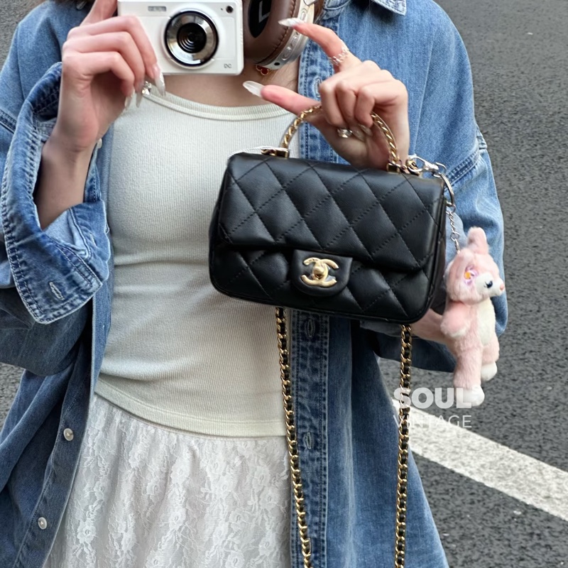 全新全配🈶24年購證❤️ 香奈兒 黑金 #cf #mini #24s #手柄款-6